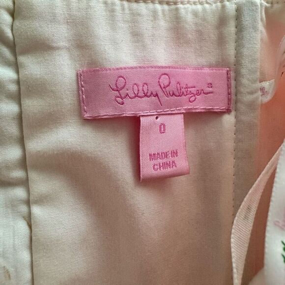 Lilly Pulitzer Lowe Dress Fiesta Pink Pretty Gingham Strapless Peplum Size 0 - Picture 4 of 6